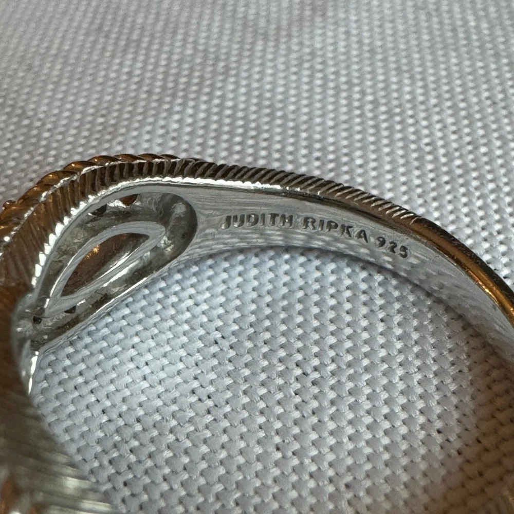 Judith Ripka Silver Ring with Gold Heart Accents - Picture 2 of 13